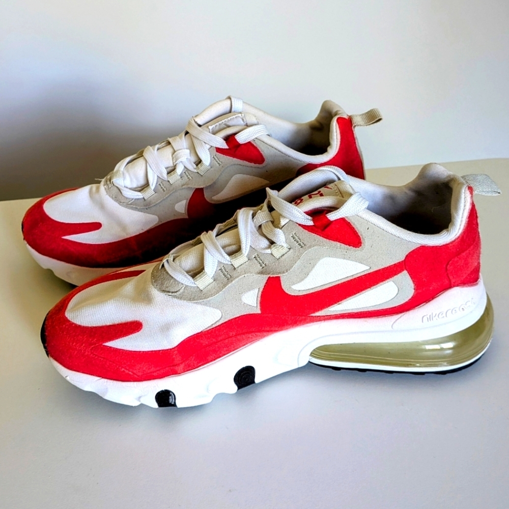 Nike Air Max Athletic Shoes in White and Red